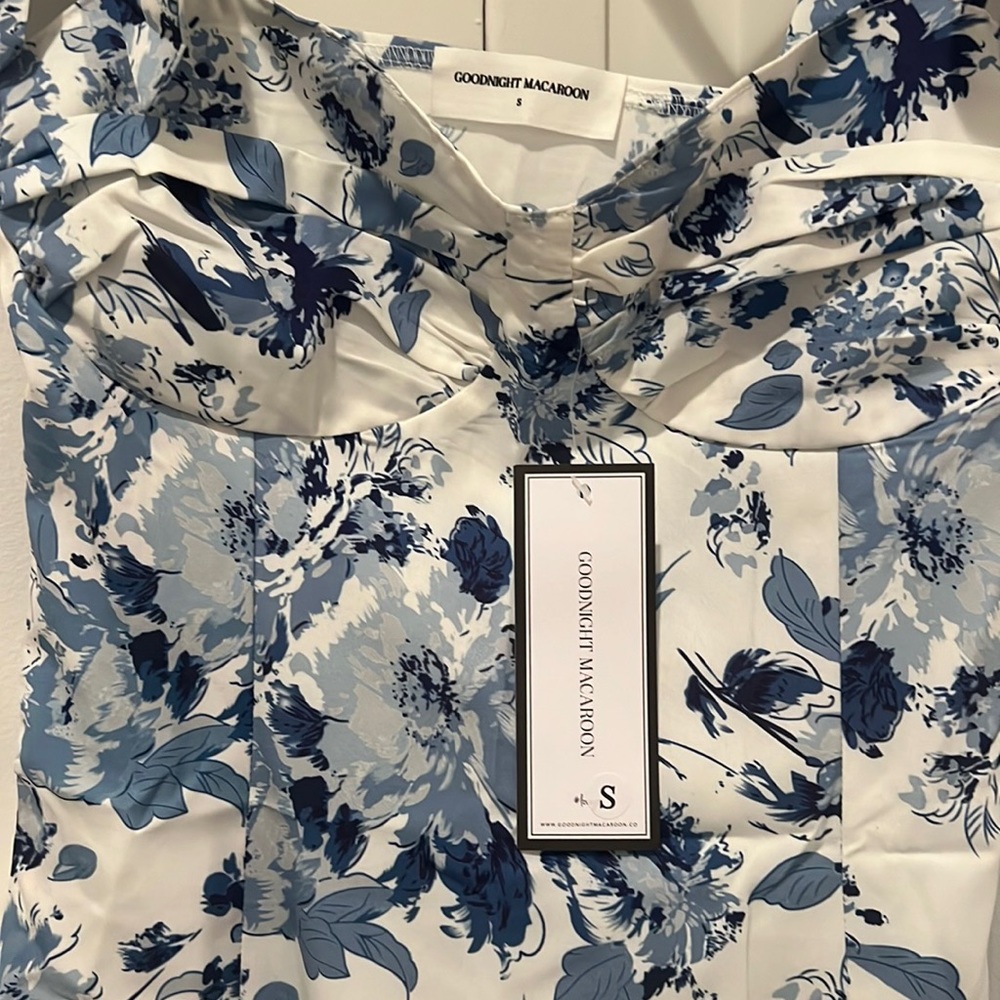 Brand New GoodNight Macaroon Blue Floral Print Dress